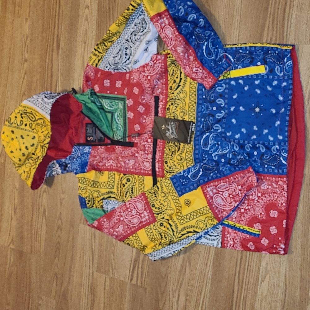 New Bleecker and Mercer Bandanna Patchwork lined windbreaker size men's S=wmns L